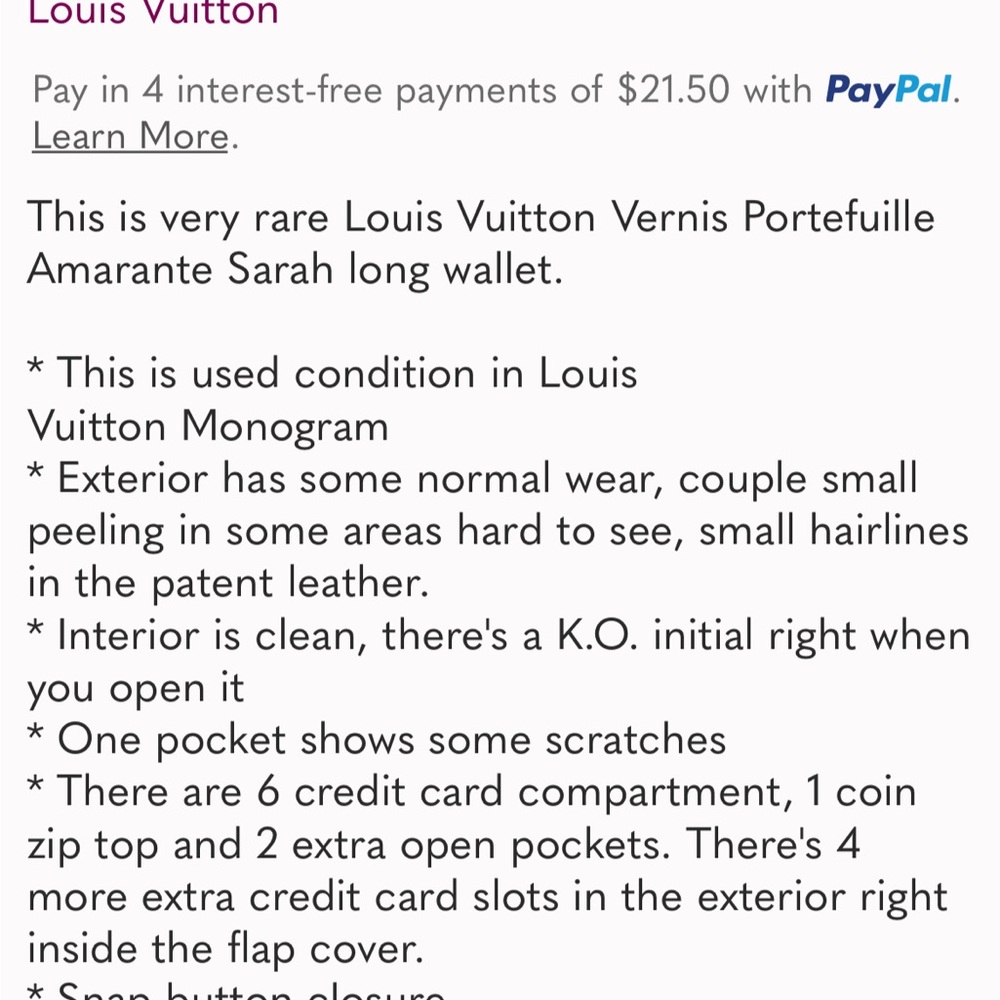 Louis Vuitton vernis portefeuille amarante Sarah Long wallet EUC burgundy - Picture 15 of 16